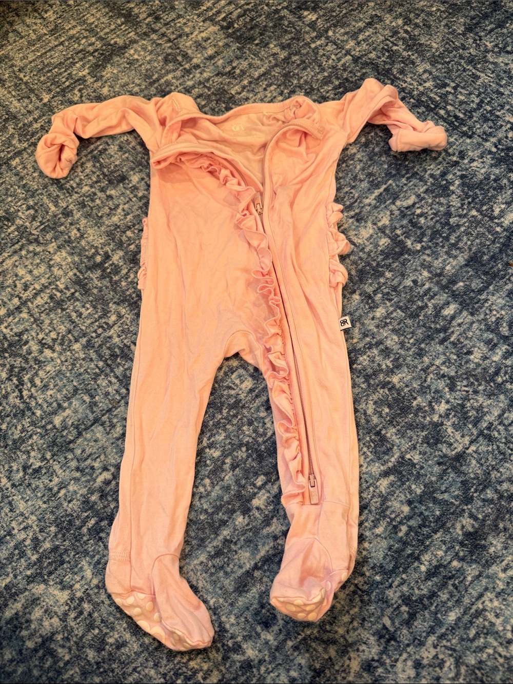 Soft Pink Ruffle Zip Footed One-Piece for Baby